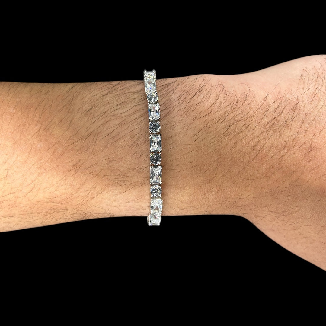 Round & Baguette Cut Tennis Bracelet