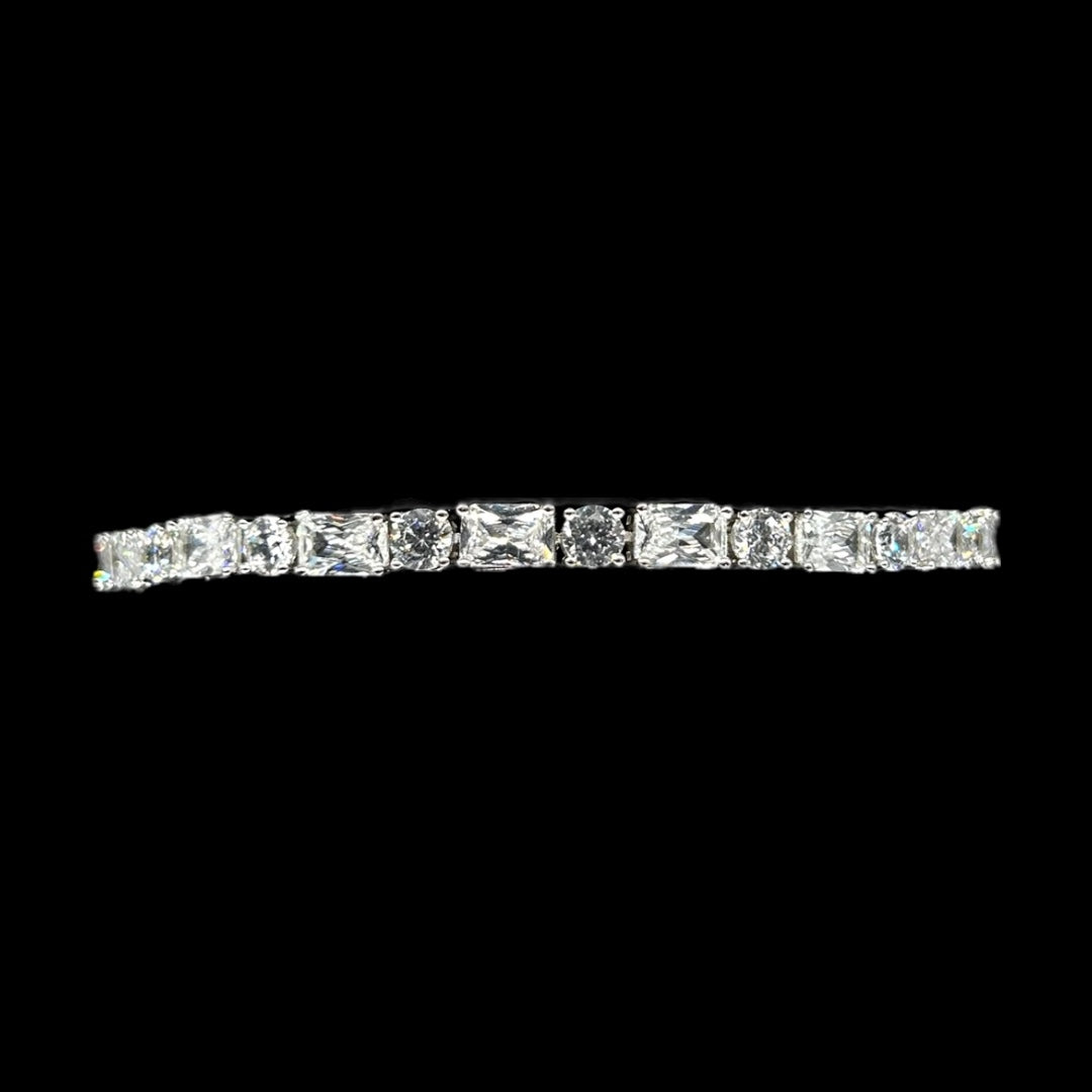 Round & Baguette Cut Tennis Bracelet