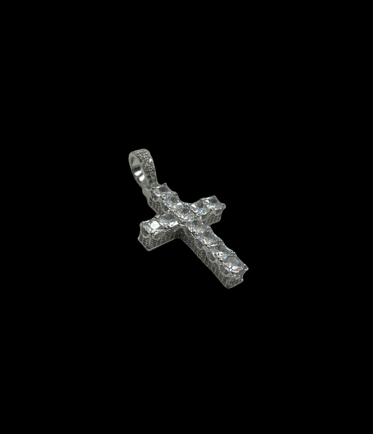 Princess Cut Cross With Side Stones
