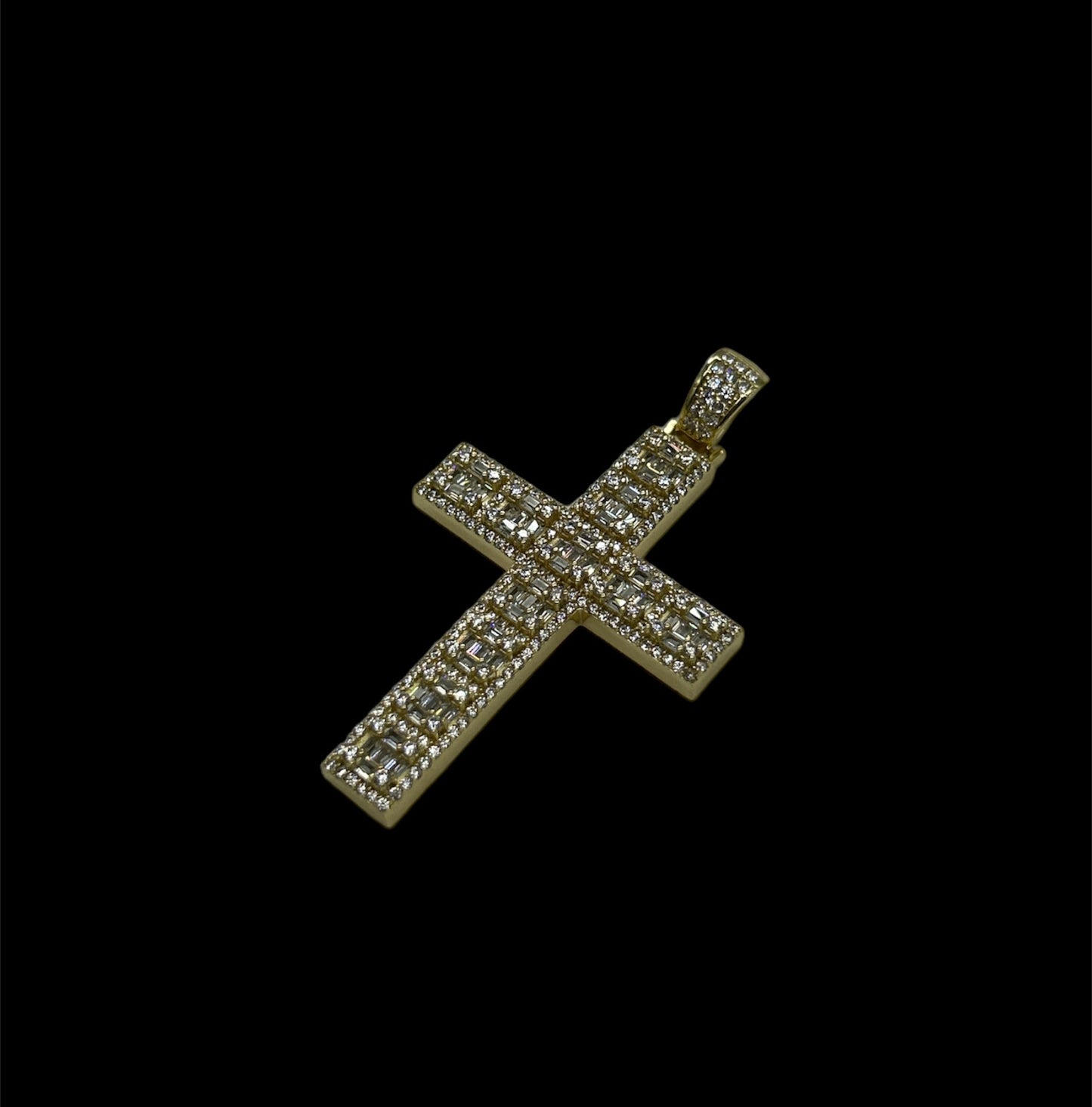 Emerald Cut Cross Gold
