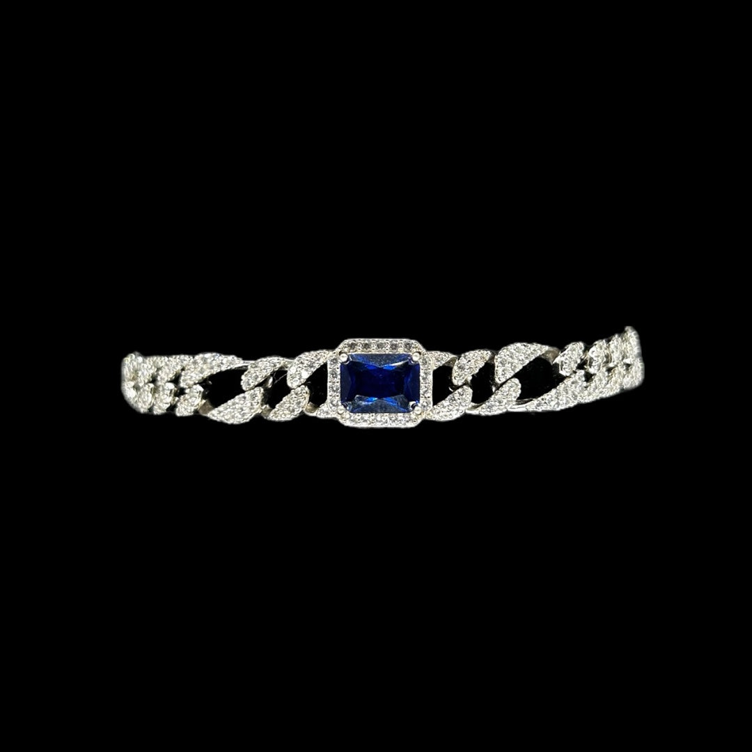 Blue Stone Figaro Frosted Bracelet