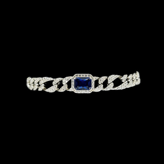 Blue Stone Figaro Frosted Bracelet