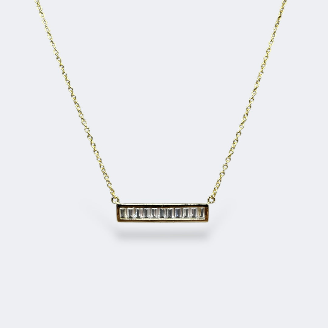 Side Bar Baguette Necklace