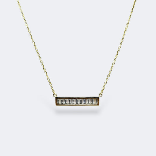 Side Bar Baguette Necklace