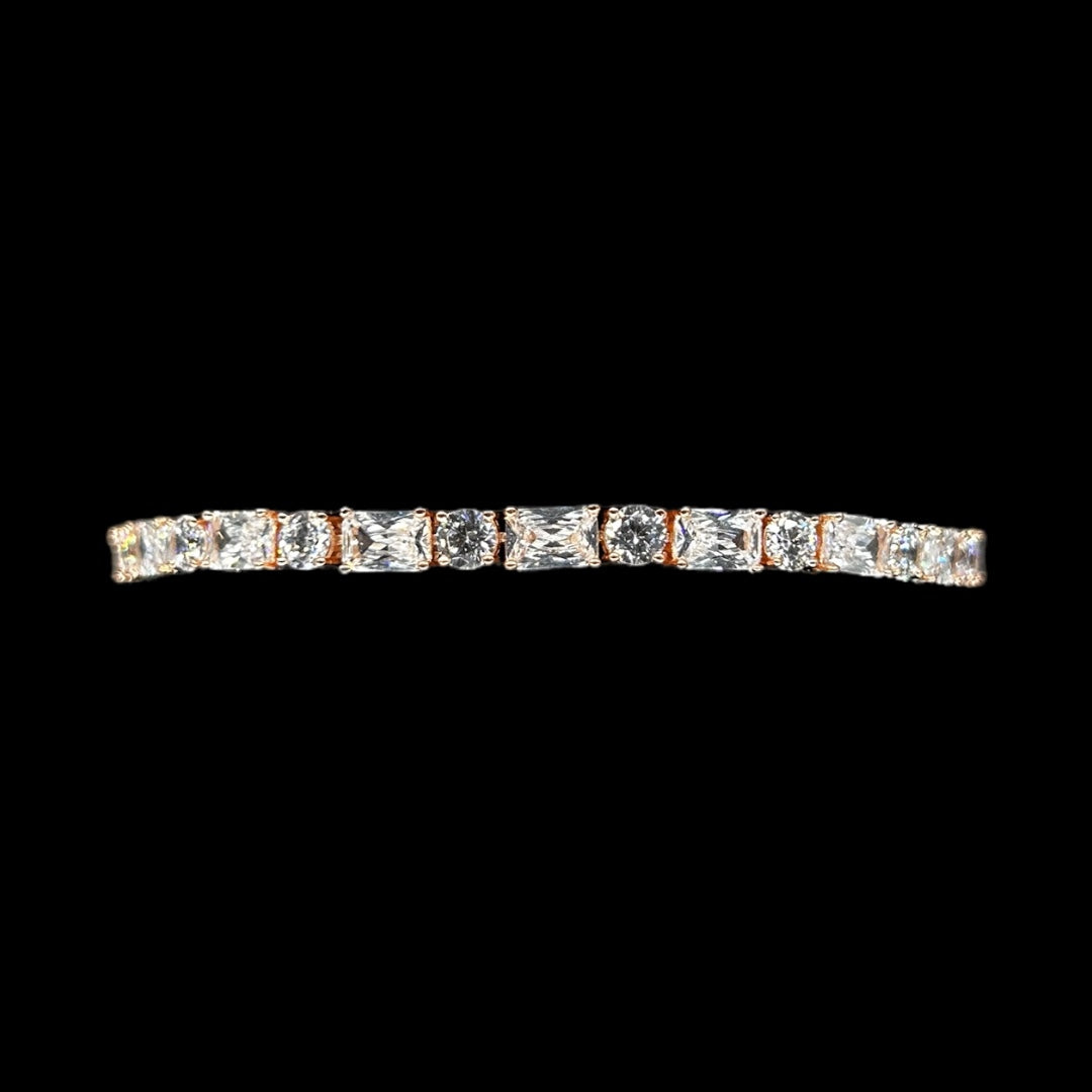 Round & Baguette Cut Tennis Bracelet