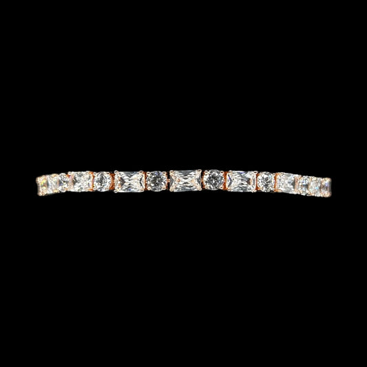 Round & Baguette Cut Tennis Bracelet