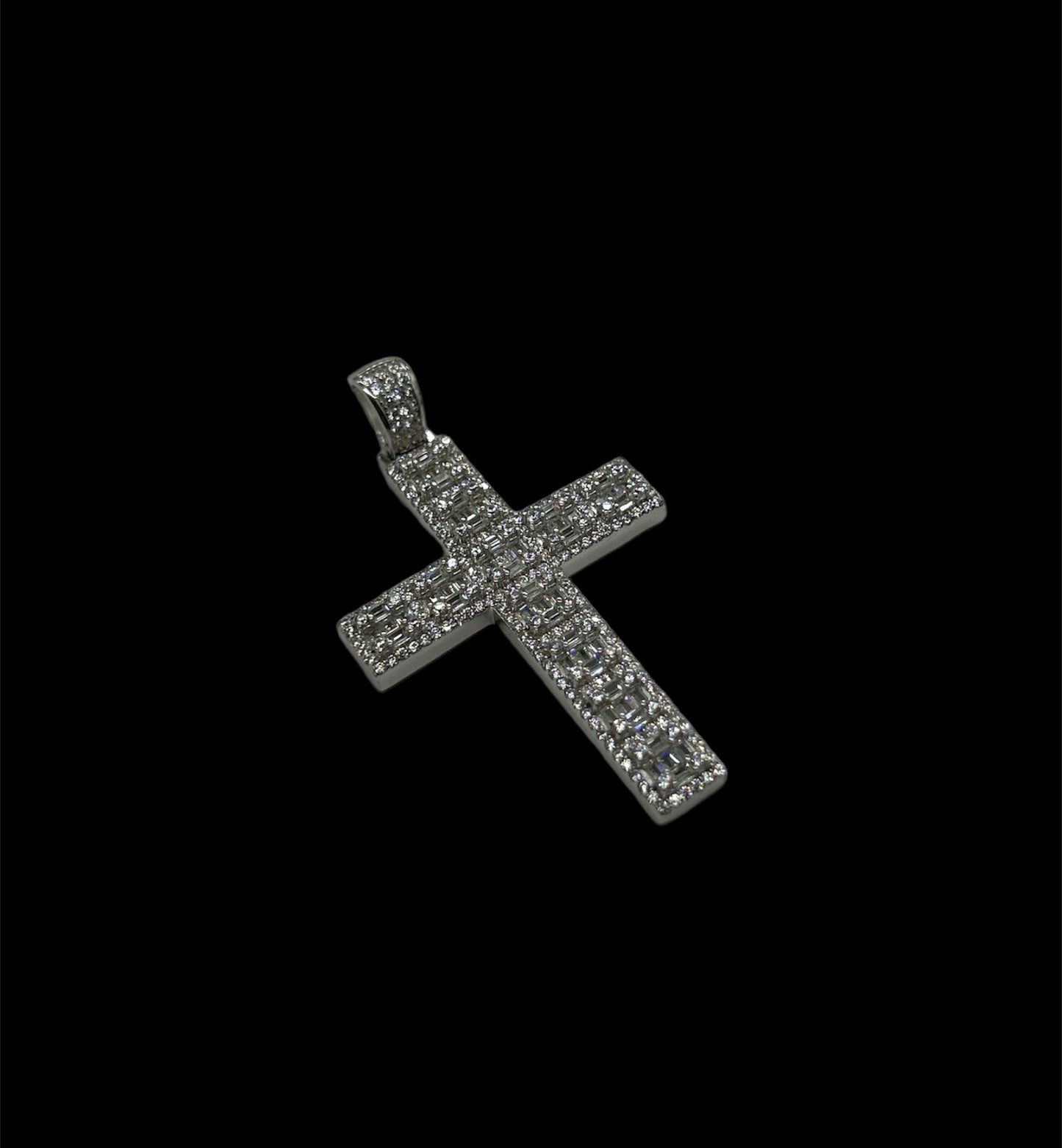 Emerald Cut Cross Silver