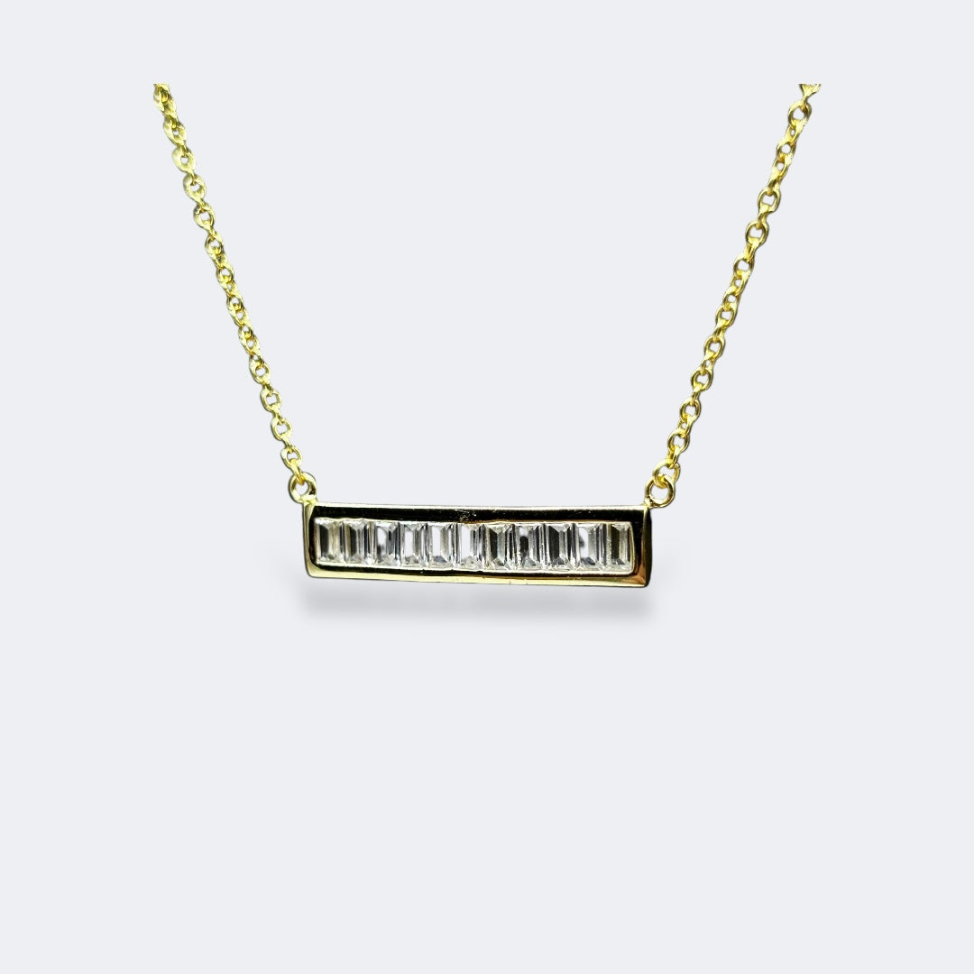 Side Bar Baguette Necklace
