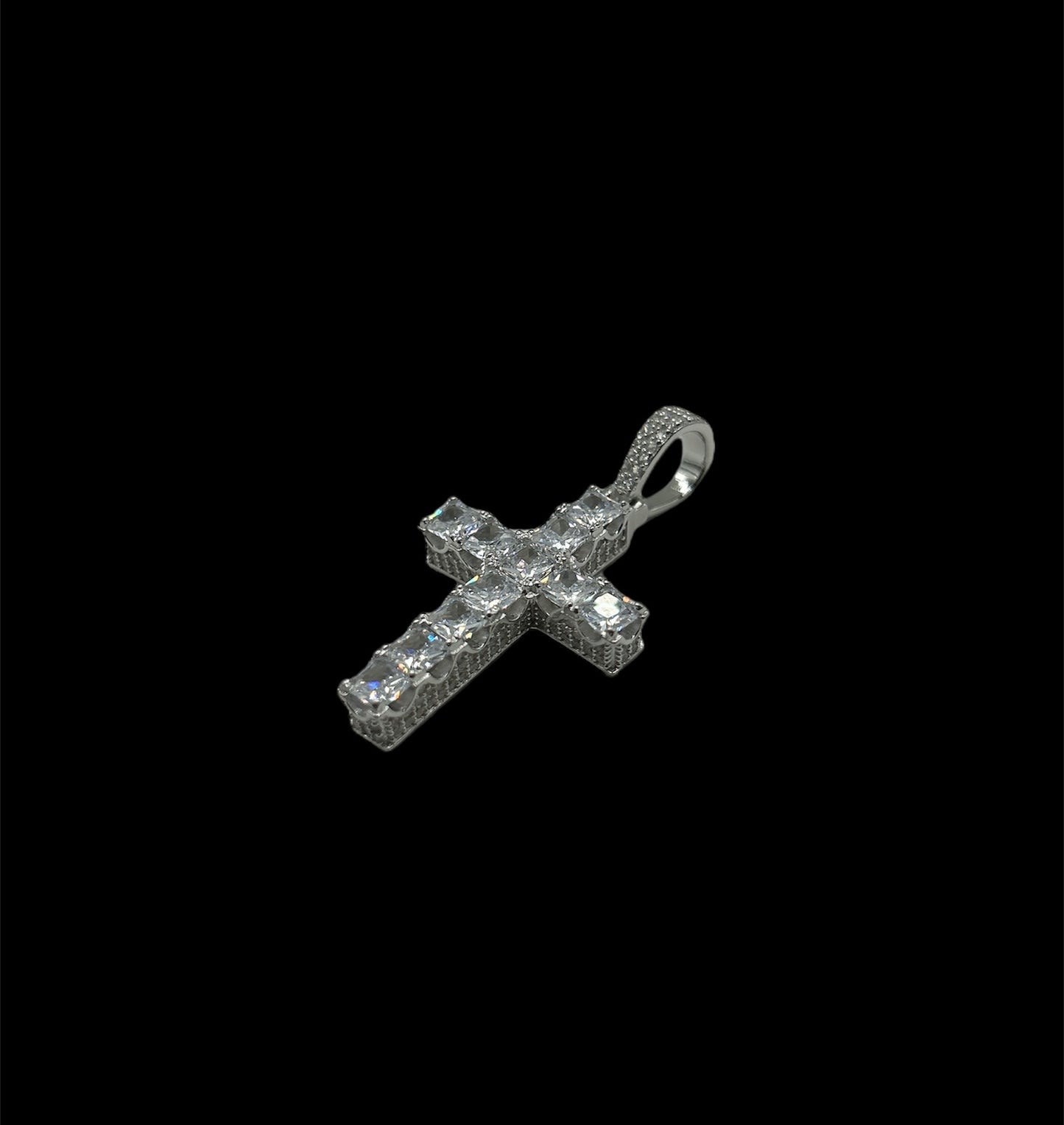 Princess Cut Cross With Side Stones