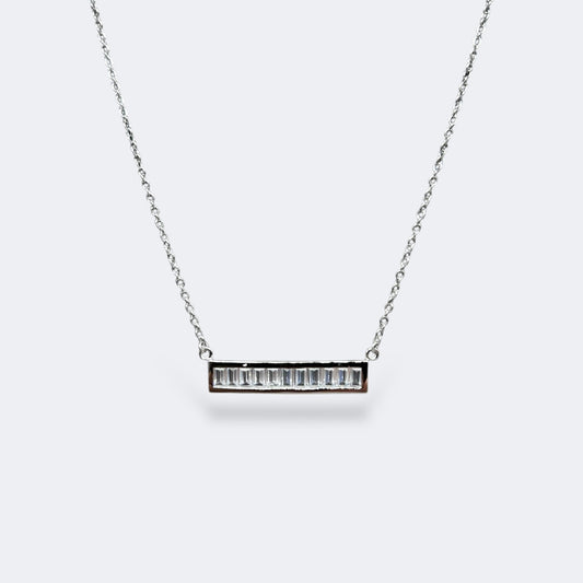 Side Bar Baguette Necklace