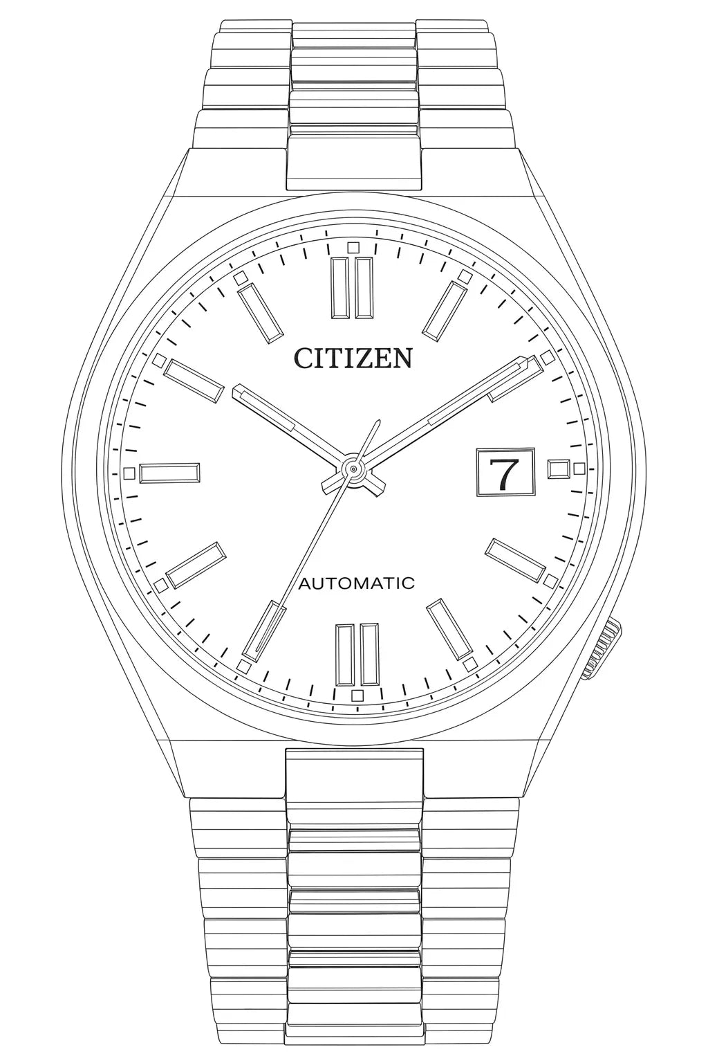 Citizen NJ0150-56W — Watch technical diagram