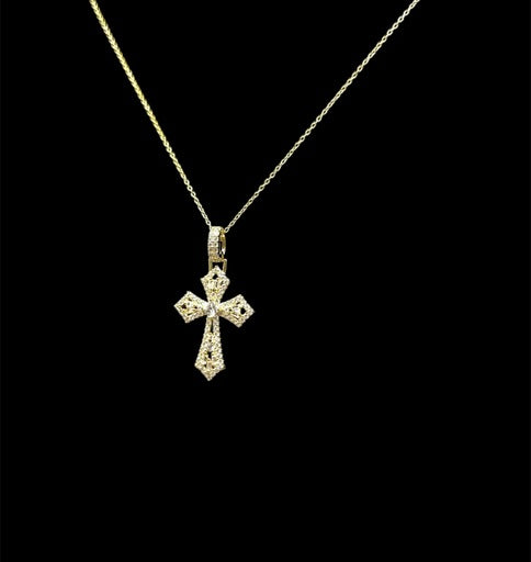 Emerald Cut Cross W/ Chain