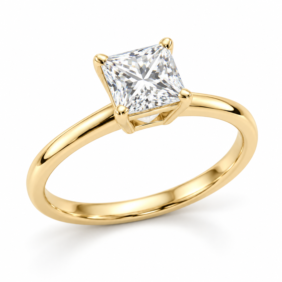 Legacy plain princess in 14K gold with lab-grown diamonds; representative design image
