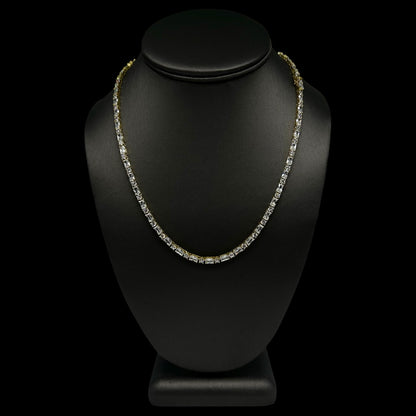 Round & Baguette Cut Tennis Chain 3mm Gold