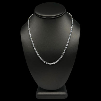 Round & Baguette Cut Tennis Chain 3mm Silver
