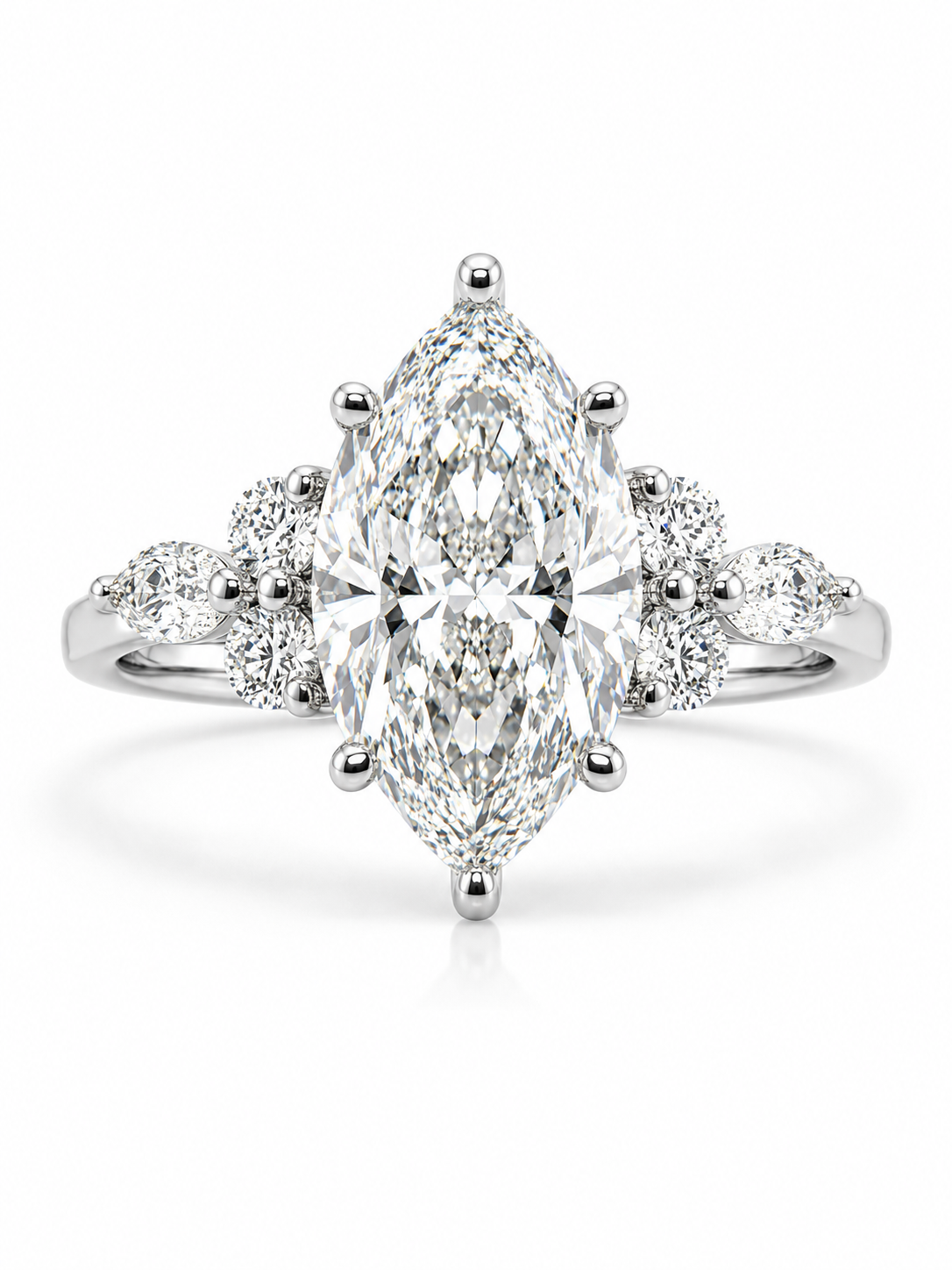 Marquise Cut Engagement Ring l 2.01 carats 10k White Gold