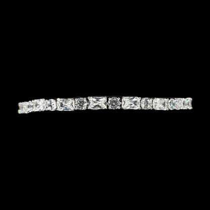 Round & Baguette Cut Tennis Bracelet