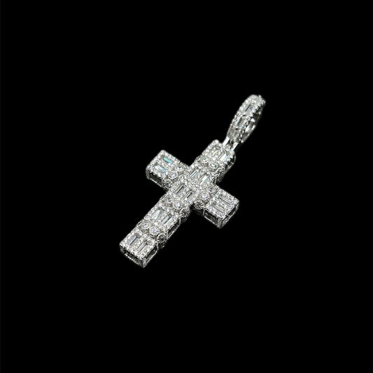 Cross Baguette Pendant Silver