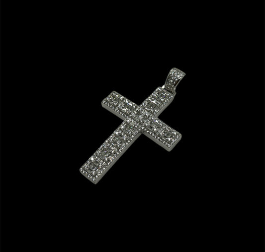 Emerald Cut Cross Silver