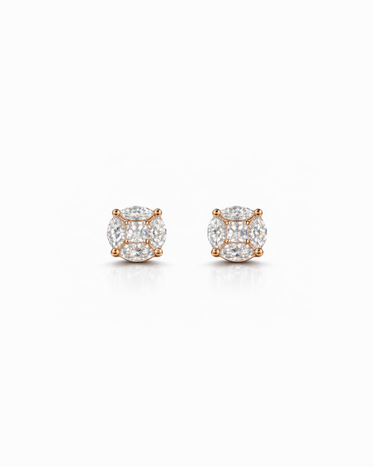 Rose Gold Earring Marquise Cut (6mm)