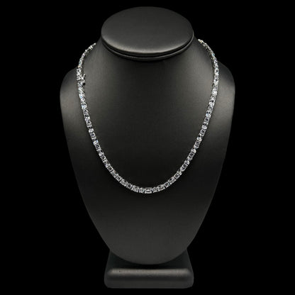 Round & Baguette Cut Tennis Chain 4mm Silver