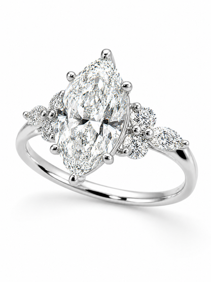 Marquise Cut Engagement Ring l 2.01 carats 10k White Gold