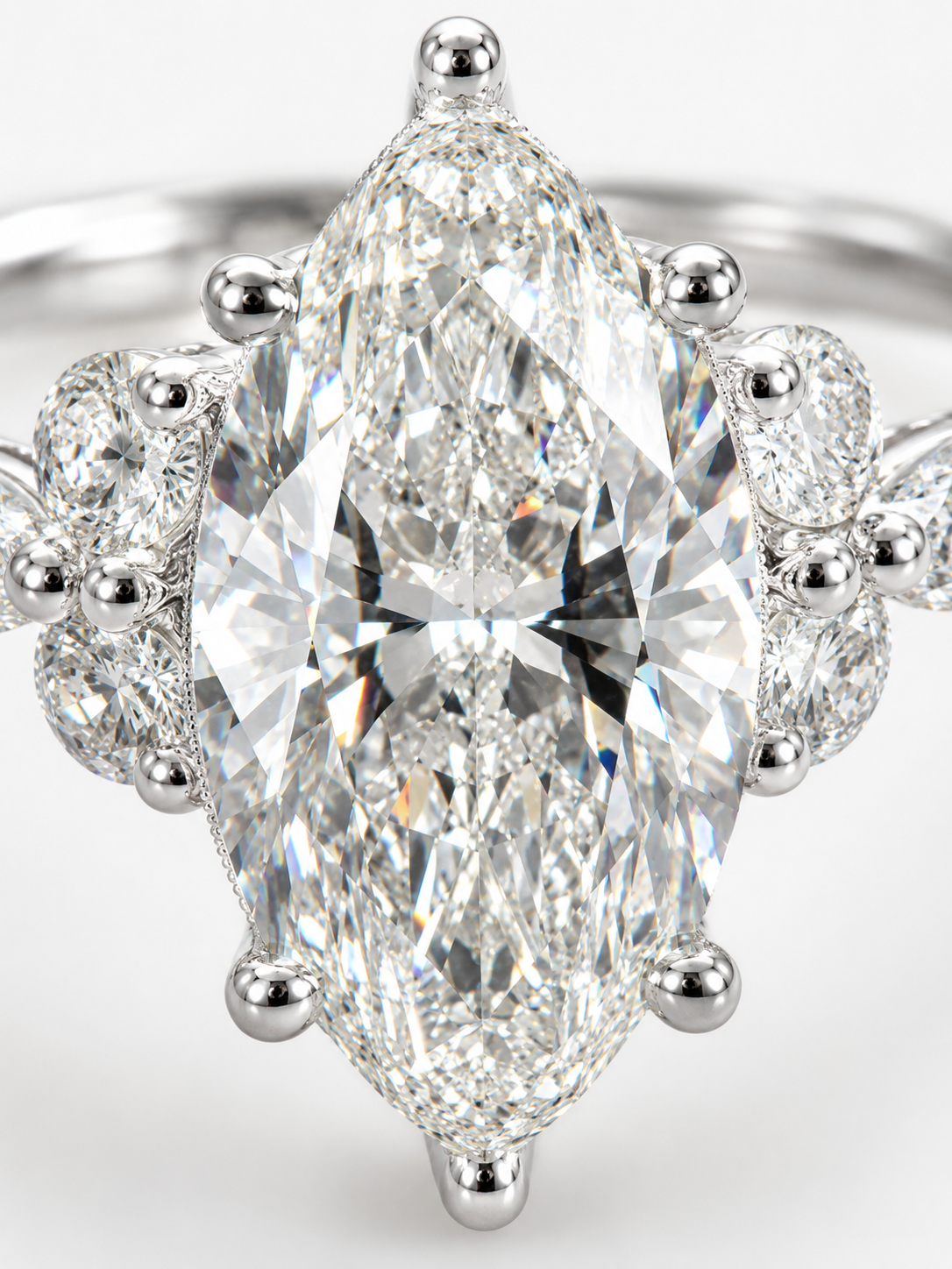 Marquise Cut Engagement Ring l 2.01 carats 10k White Gold