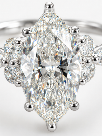 Marquise Cut Engagement Ring l 2.01 carats 10k White Gold