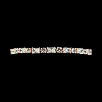 Round & Baguette Cut Tennis Bracelet