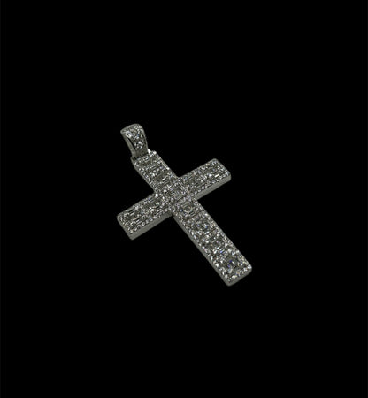 Emerald Cut Cross Silver