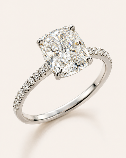 Cushion Cut Engagement Ring l 2.02 carats 10k White Gold