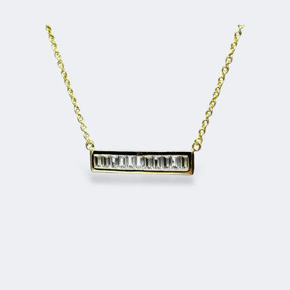 Side Bar Baguette Necklace