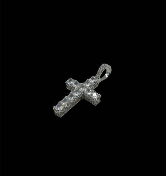 Princess Cut Cross With Side Stones