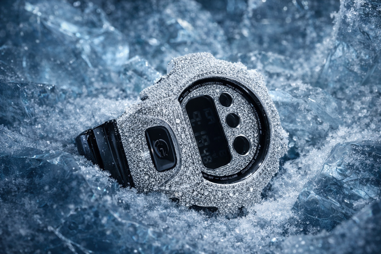 Custom Made GShock Lab Grown Diamonds Sterling Silver Case