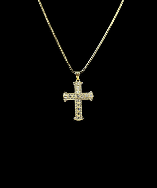 Baguette Small Cross W/ Chain 18”