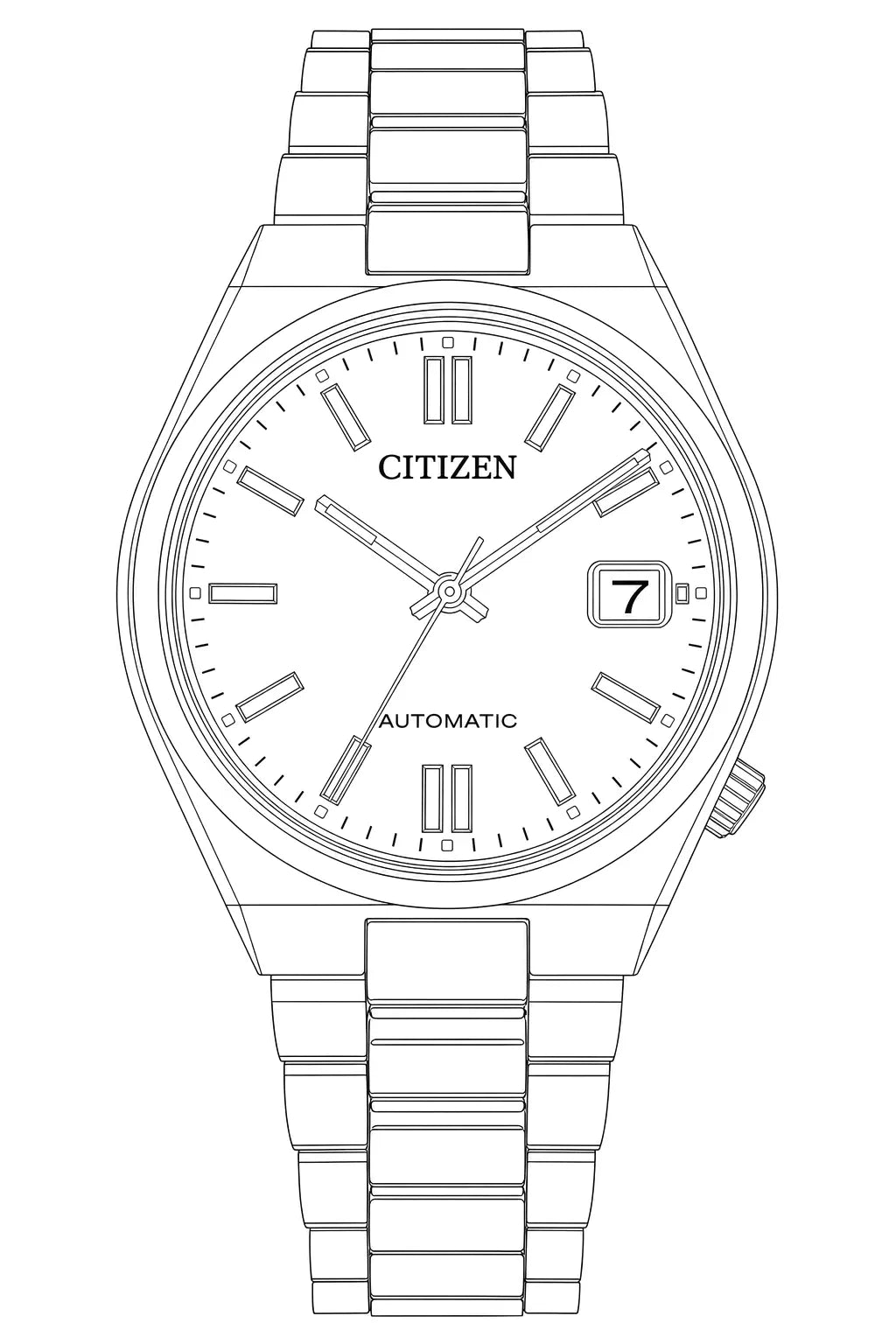 Citizen NJ0200-50Z — Watch technical diagram