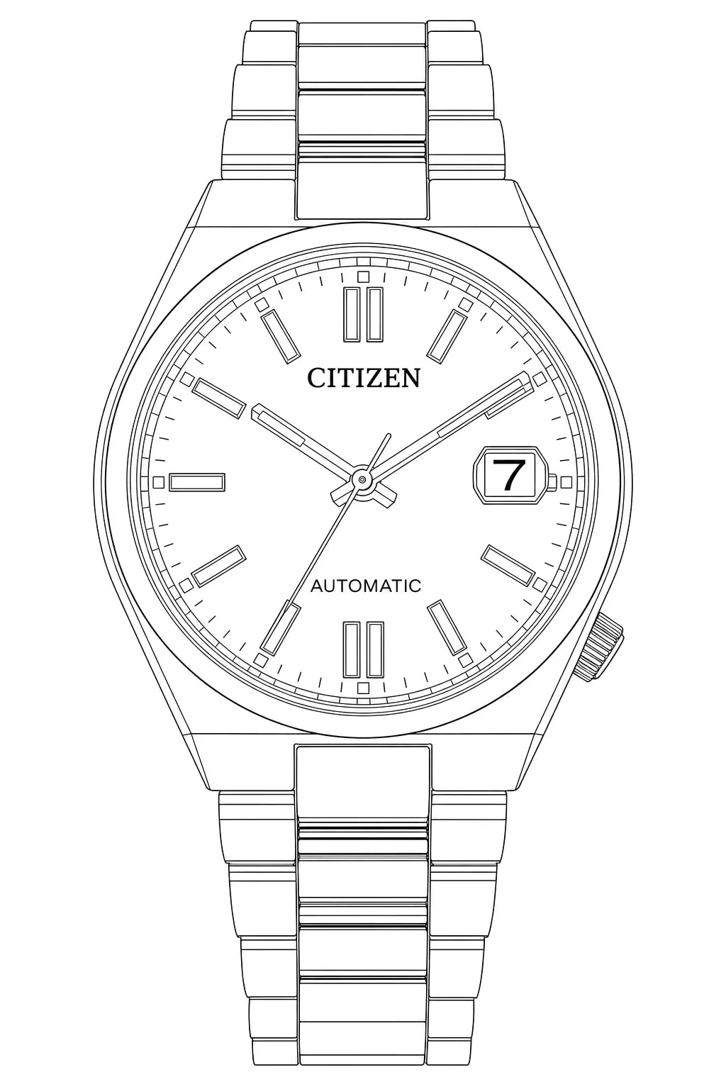 Citizen NJ0200-50W — Watch technical diagram