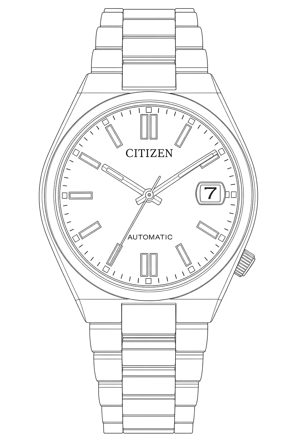 Citizen NJ0200-50M — Watch technical diagram