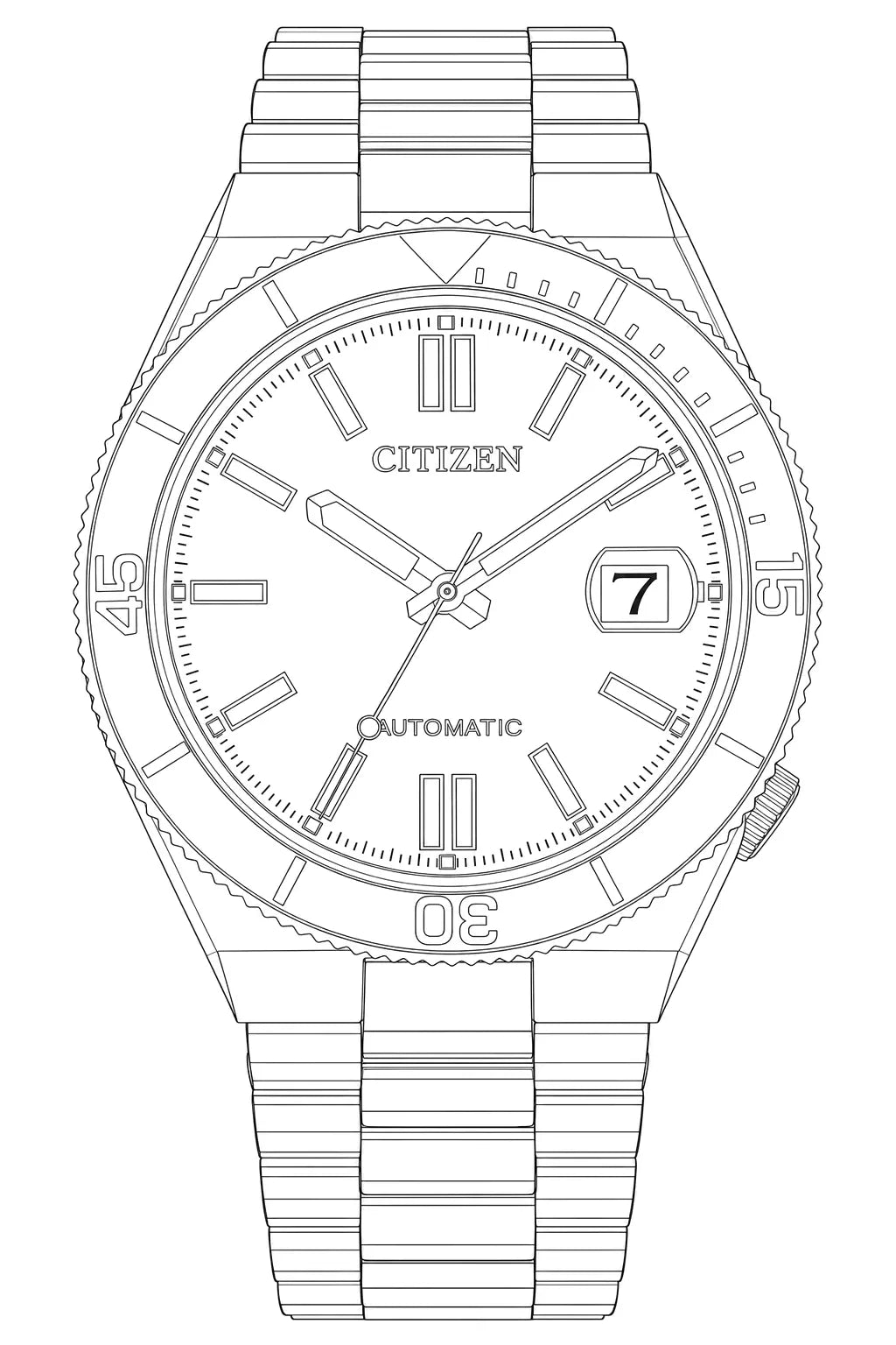 Citizen NJ0232-53X — Watch technical diagram