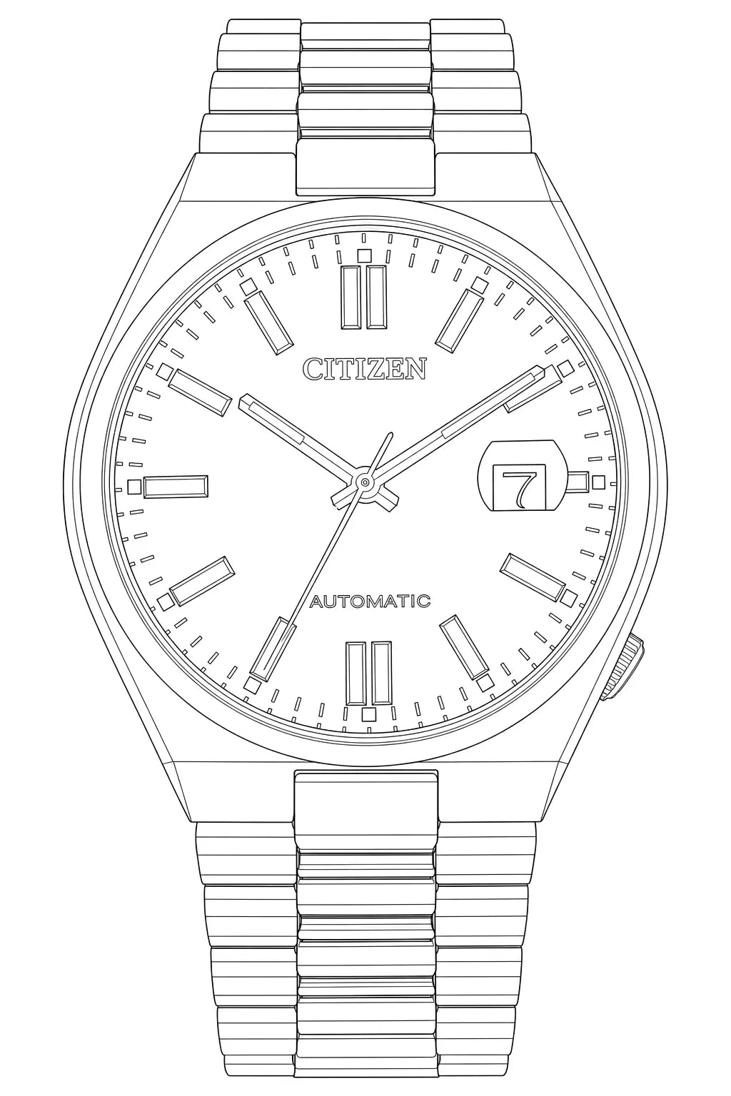 Citizen NJ0152-51X — Watch technical diagram