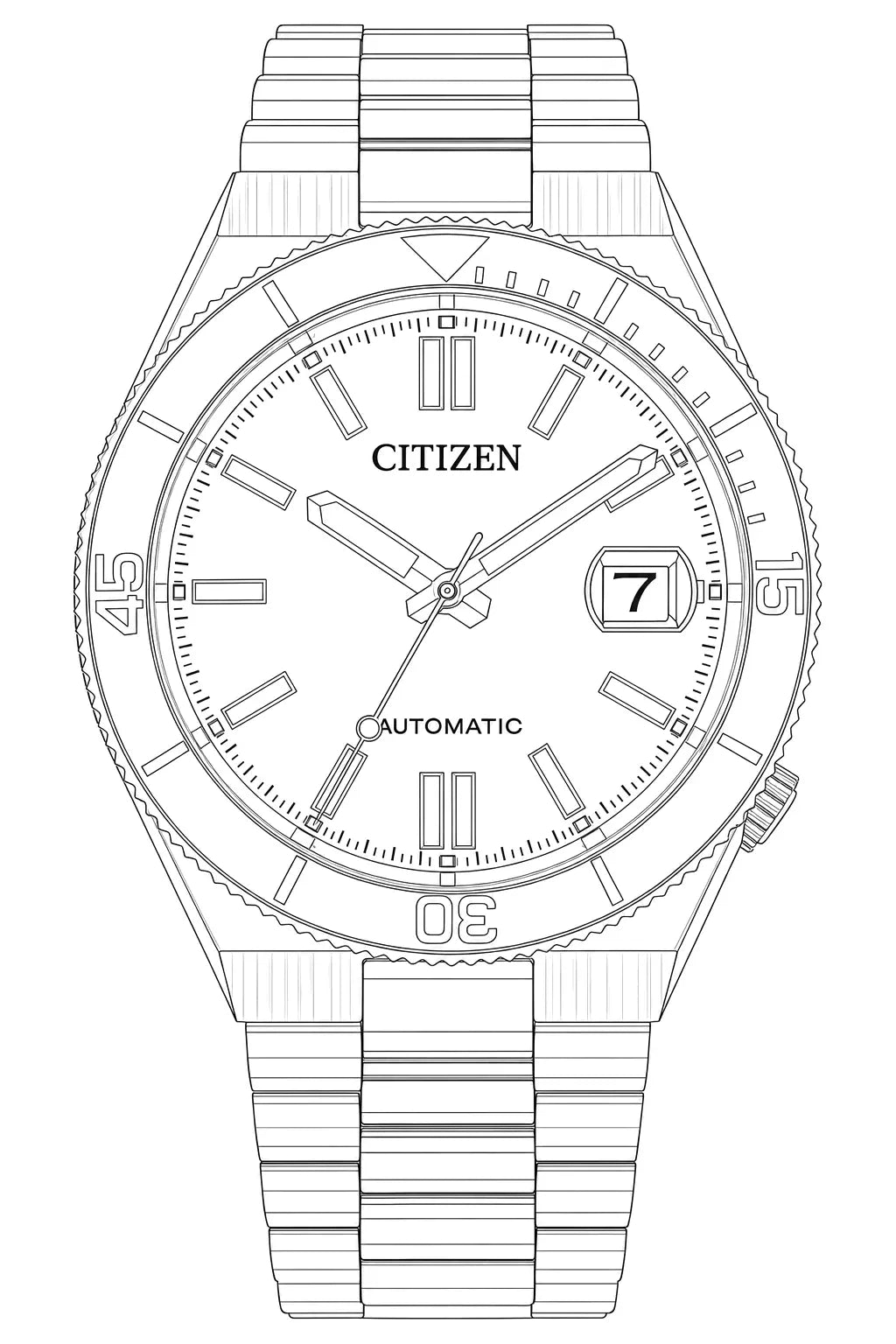 Citizen NJ0230-59L — Watch technical diagram
