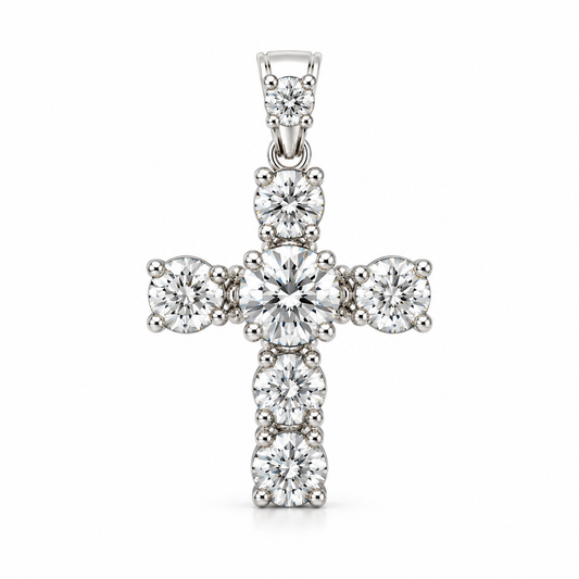 Legacy cross in 14K gold with lab-grown diamonds; representative design image