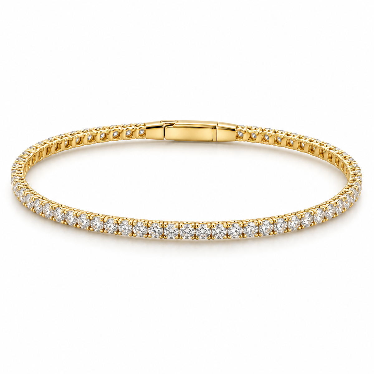 Legacy flexible diamond bangle in 14K yellow gold, representative studio image