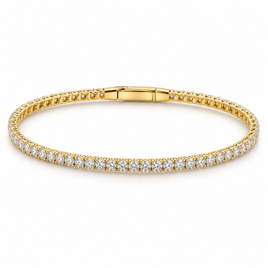 Legacy flexible diamond bangle in 14K yellow gold, representative studio image