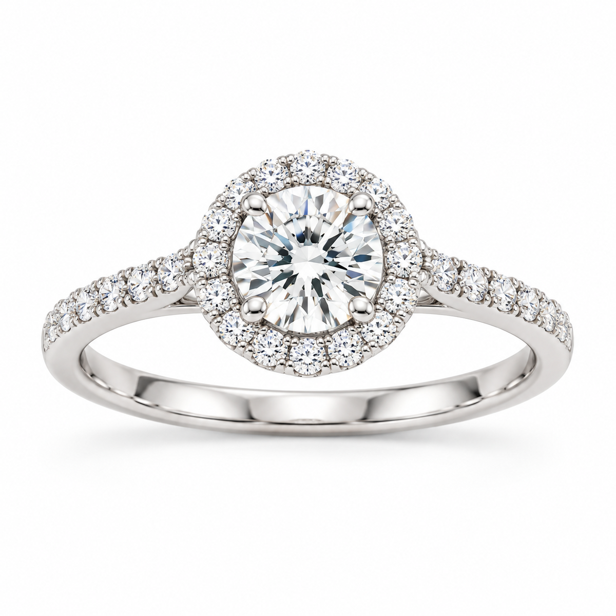 Legacy halo round in 14K gold with lab-grown diamonds; representative design image