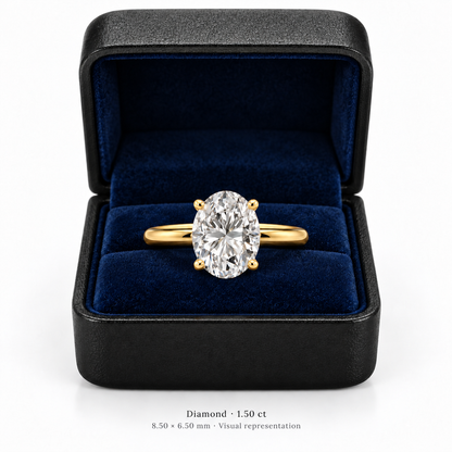 Legacy Oval Plain Solitaire — Yellow Gold — box  — 1.50 ct — 8.50 × 6.50 mm, visual representation