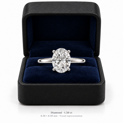 Legacy Oval Plain Solitaire — White Gold — box  — 1.50 ct — 8.50 × 6.50 mm, visual representation
