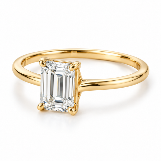 Legacy plain emerald in 14K gold with lab-grown diamonds; representative design image