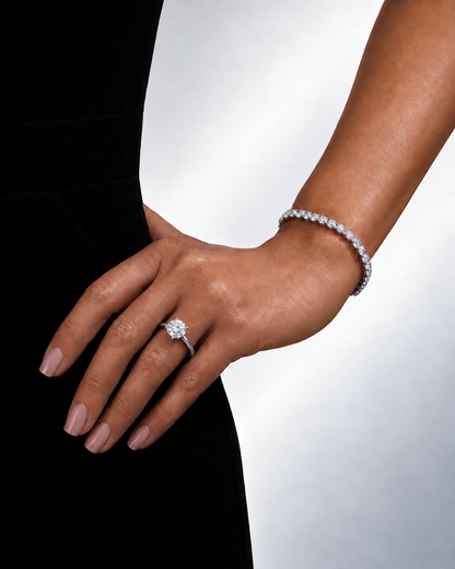 Legacy Round Plain Solitaire Engagement Ring — 1.50 ct — White Gold — hand
