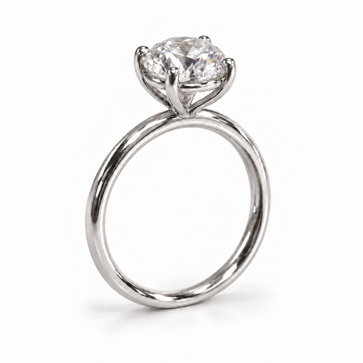 Legacy Round Plain Solitaire Engagement Ring — 1.50 ct — White Gold — main
